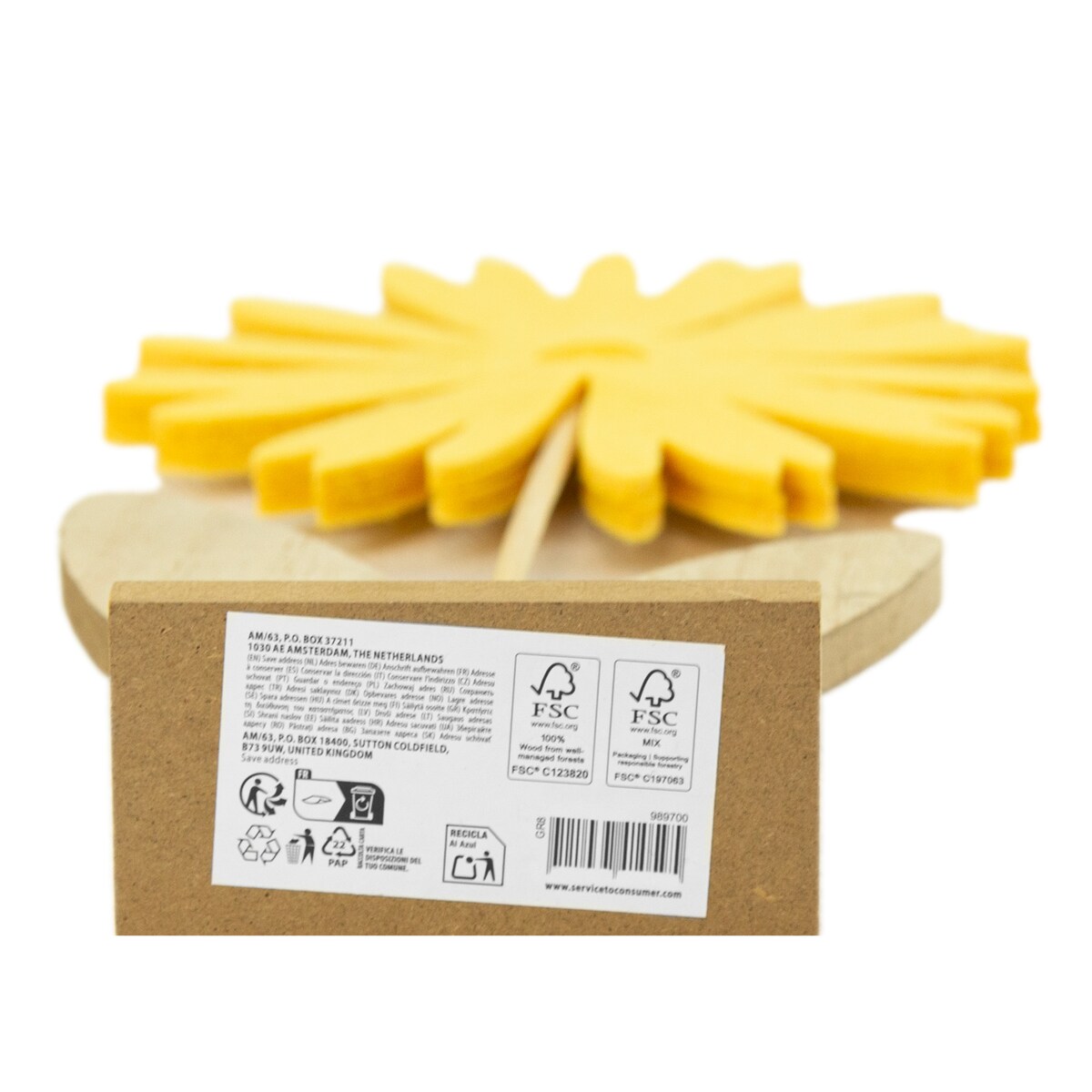 Kwiatek Drewniany 32 Cm Dekoracja Ozdoba Wielkanocna Na Stół Stokrotka Żółty