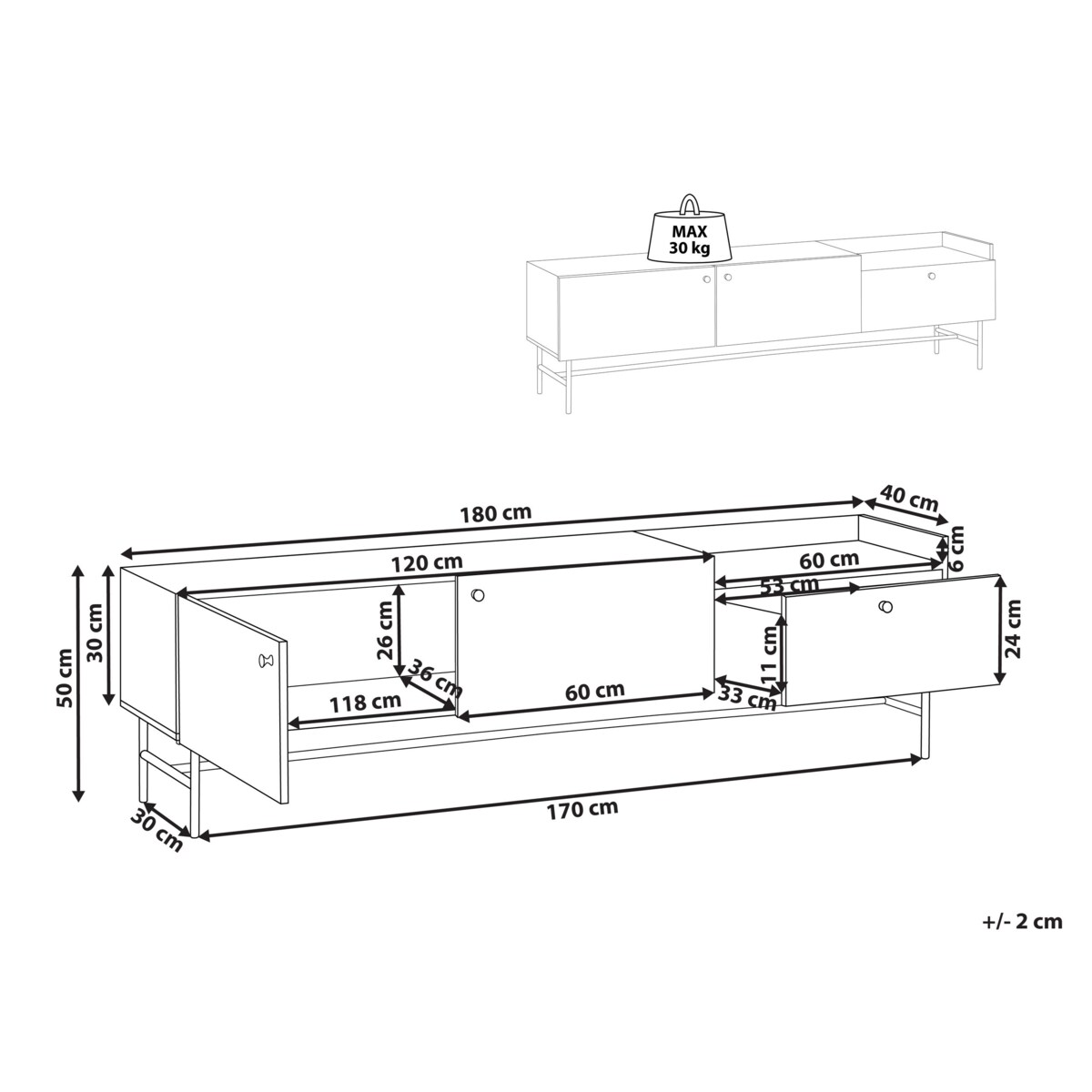 Szafka RTV LISMORE Ciemnobrązowy