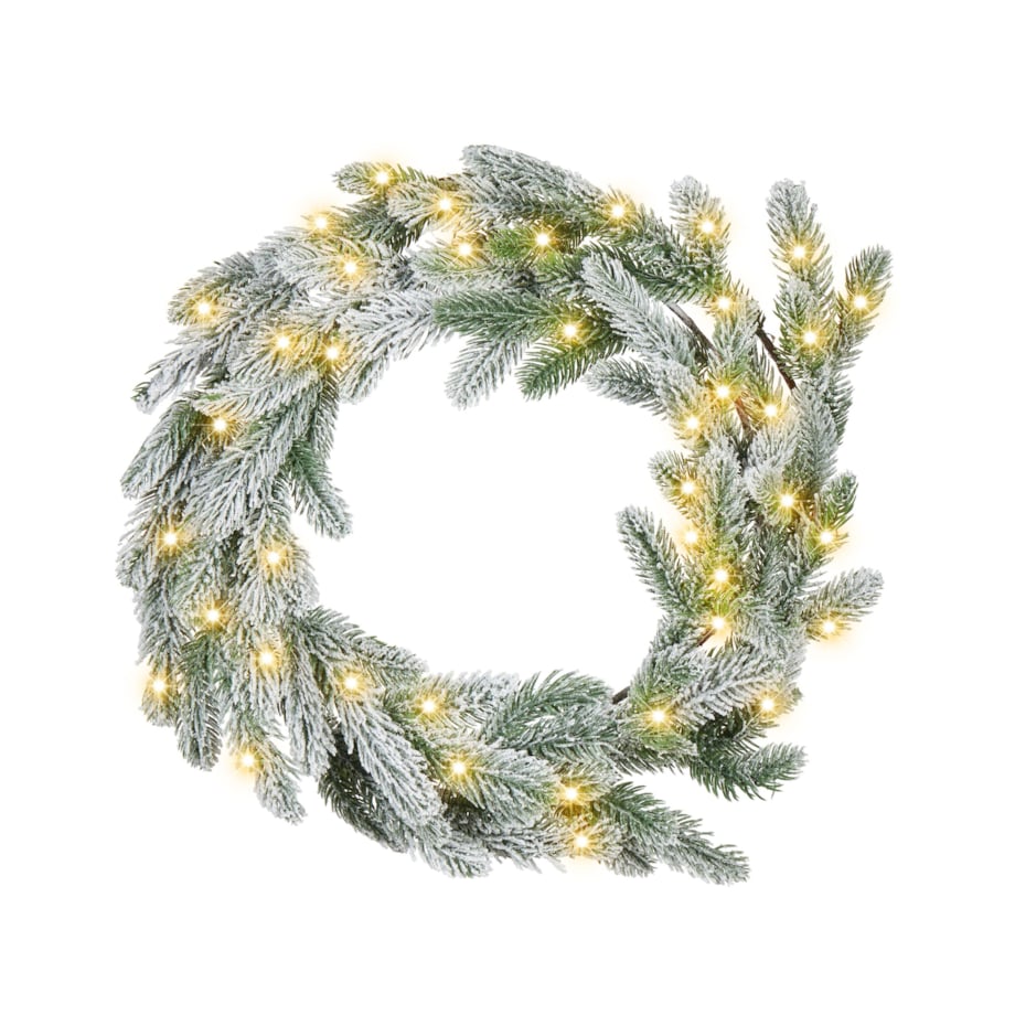 Dekoracyjny wieniec świąteczny ze światełkami 45 cm zielony ALBINI