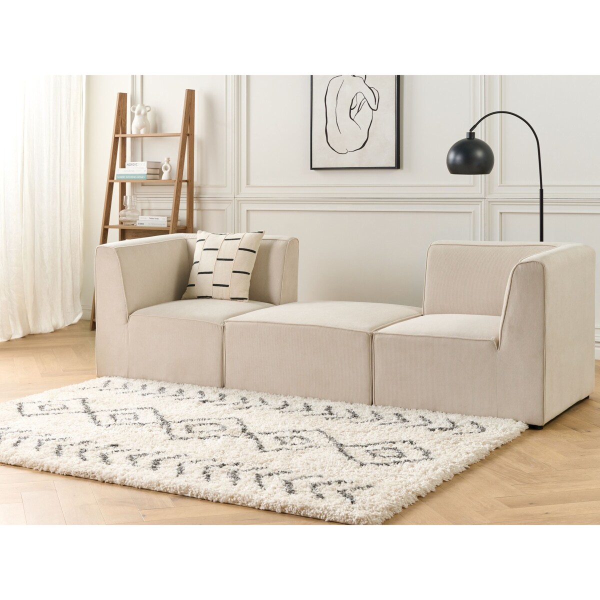 Moduł narożny sztruksowy beżowy LEMVIG