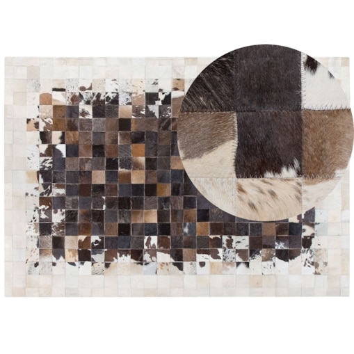 Dywan patchwork skórzany 160 x 230 cm brązowo-beżowy OKCULU