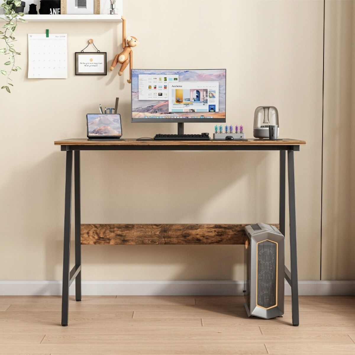 Biurko Komputerowe Loft Industrialne Szkolne Rustykalne Drewno Retro 100 Cm