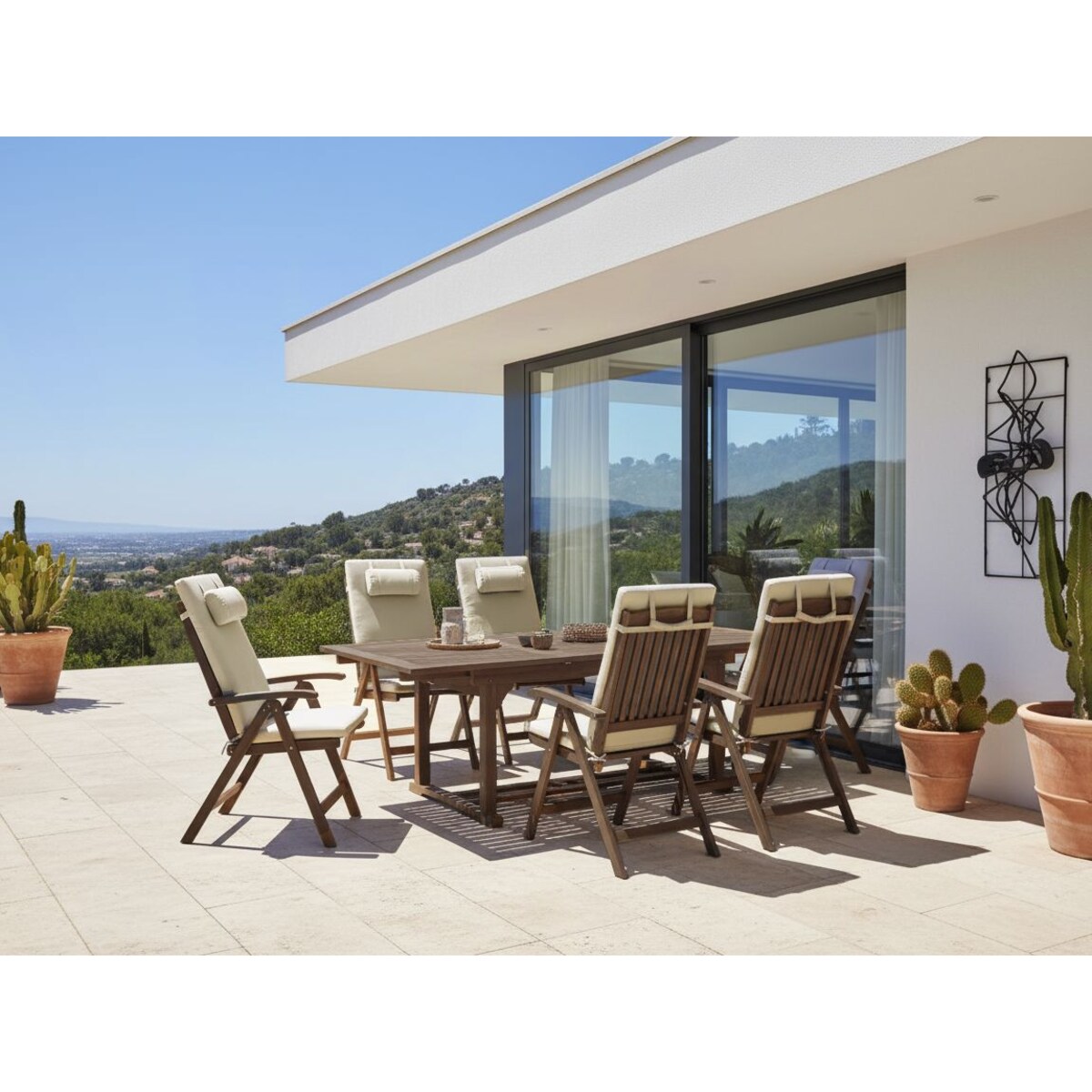 Zestaw 6 poduszek ogrodowych JAVA/AMANTEA PREMIUM 50 x 70 cm Beżowoszary