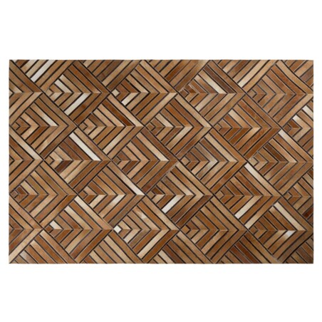 Dywan patchwork skórzany 140 x 200 cm brązowy TEKIR
