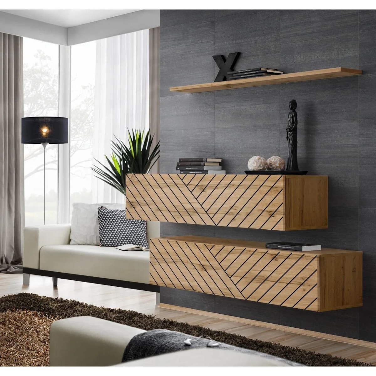 Meblościanka SWITCH LAMEL SB2 dąb wotan