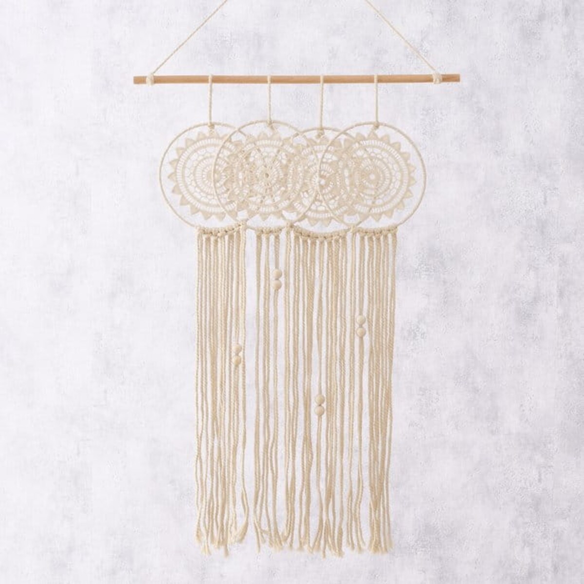 Wiszący Łapacz Snów Boho makrama na Ścianę 48 x 70 cm na Łóżko Dekoracyjny