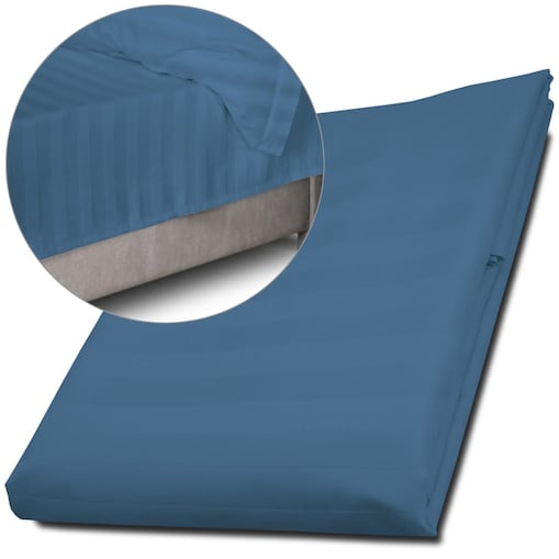 Prześcieradło bambusowe satyna bawełniana 160x240 Bamboo paski, chabrowe