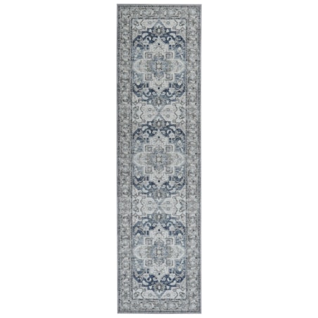 Dywan 80 x 300 cm szary z niebieskim KOTTAR