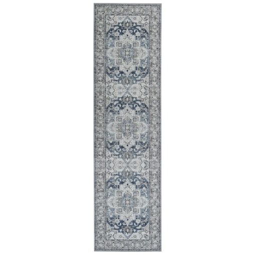 Dywan 80 x 300 cm szary z niebieskim KOTTAR