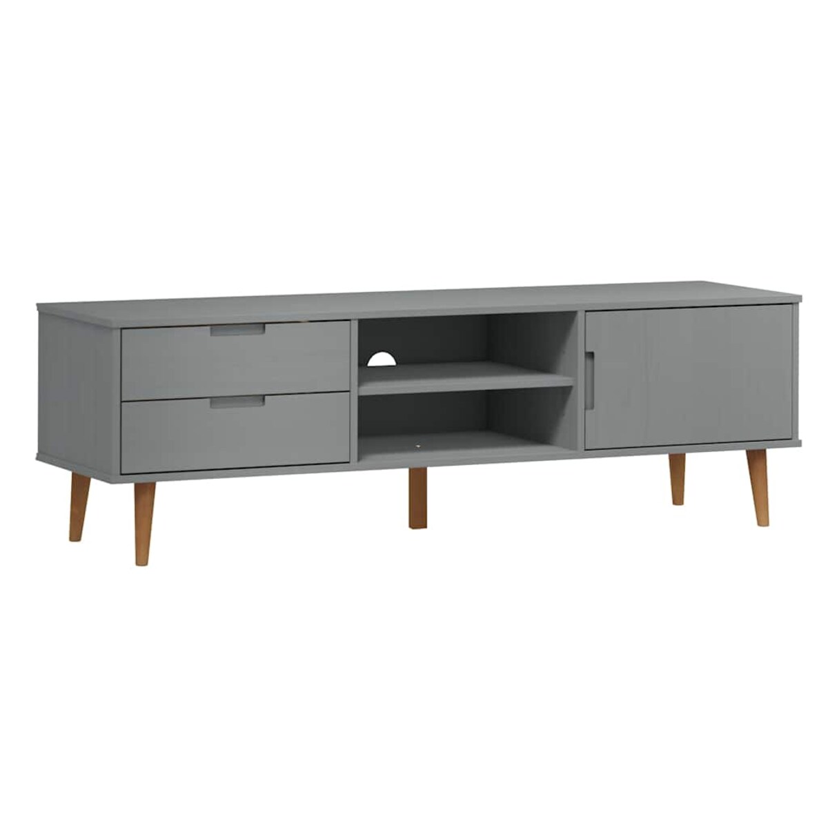 vidaXL Szafka TV MOLDE, szara, 158x40x49 cm, lite drewno sosnowe