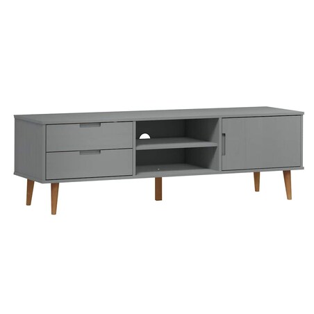 vidaXL Szafka TV MOLDE, szara, 158x40x49 cm, lite drewno sosnowe