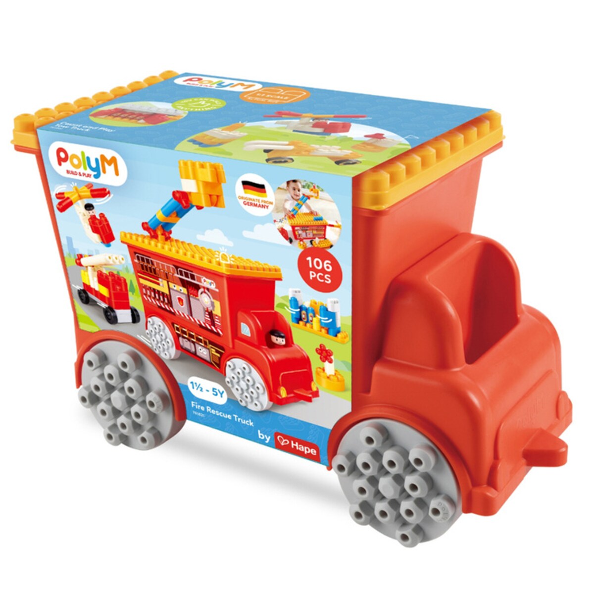 Miękkie Klocki Konstrukcyjne w Aucie Straż Pożarna 106 el. 18m+ PolyM