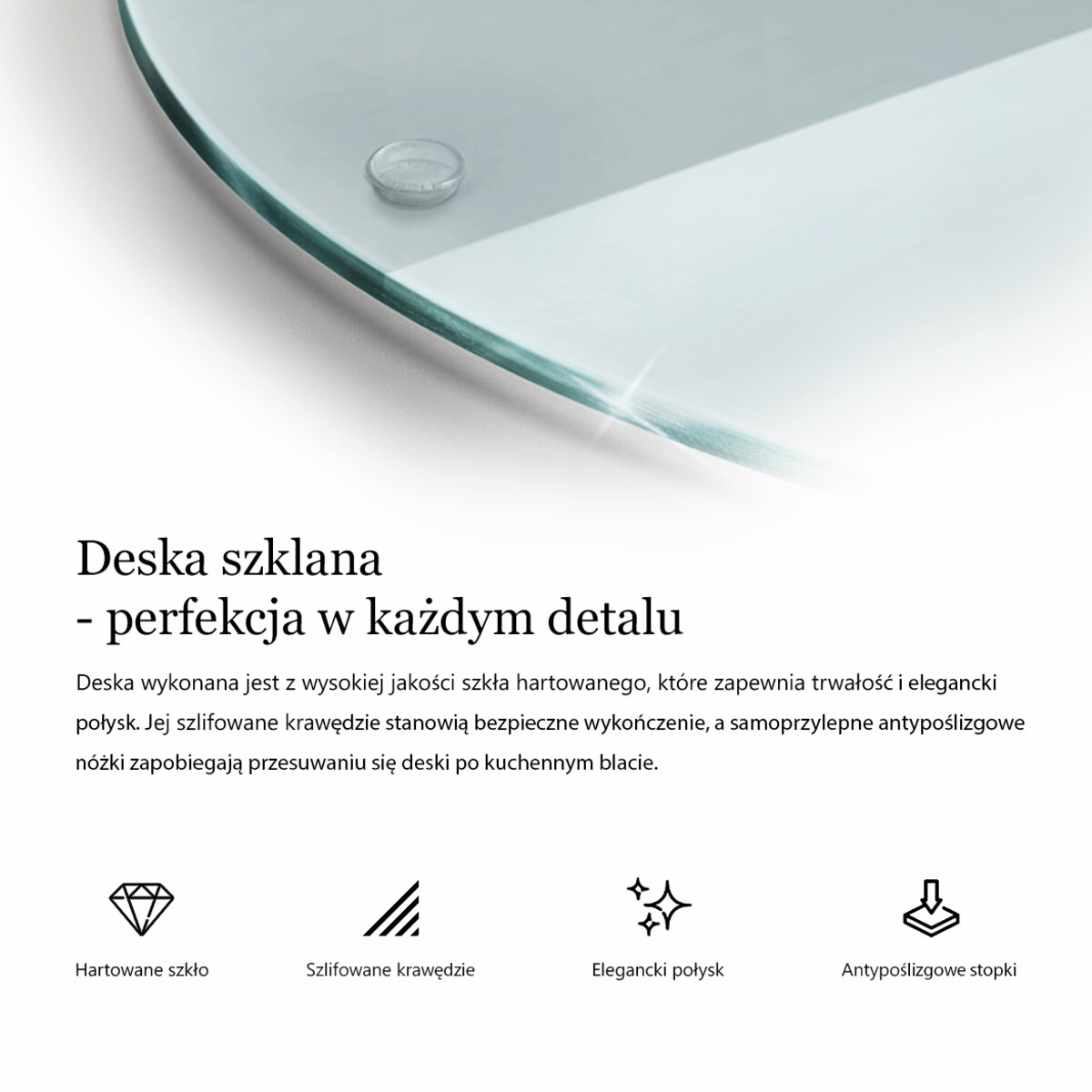 Okrągła deska do krojenia, szkło hartowane 40cm