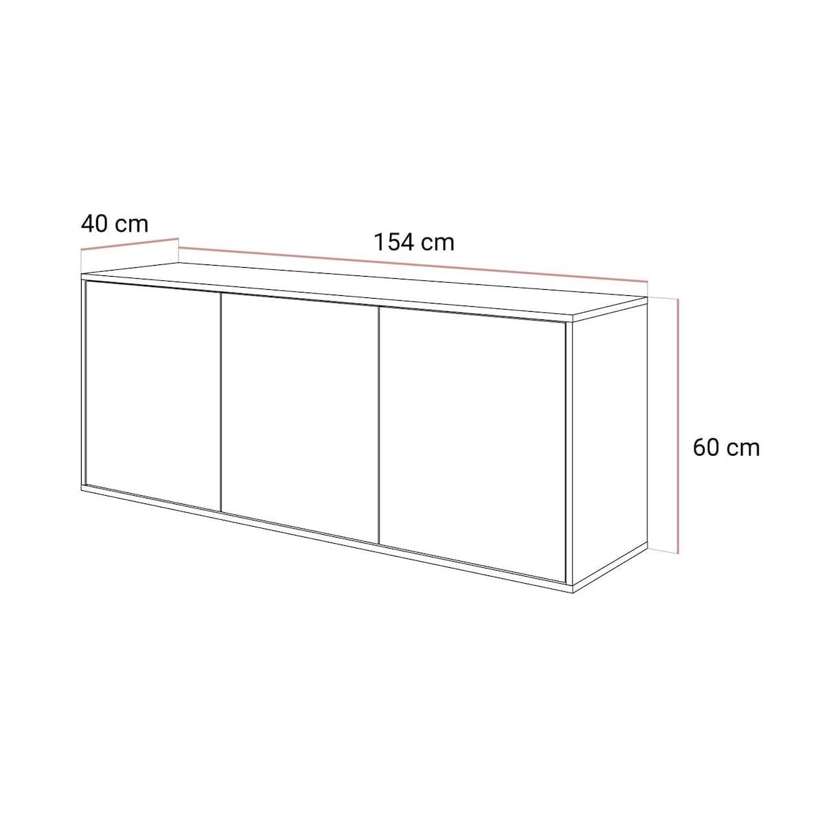 Trzydrzwiowa komoda SANAYI kaszmir połysk, wisząca