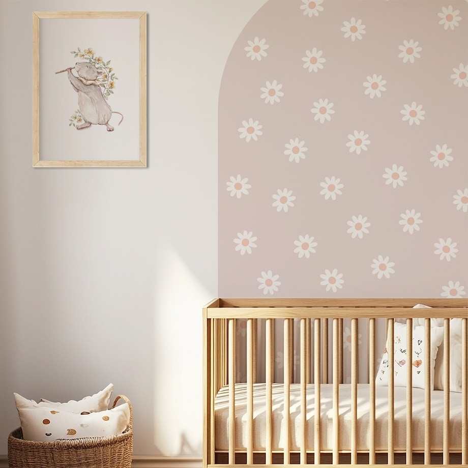 Naklejka na ścianę łuk brudny róż - stokrotki XXL