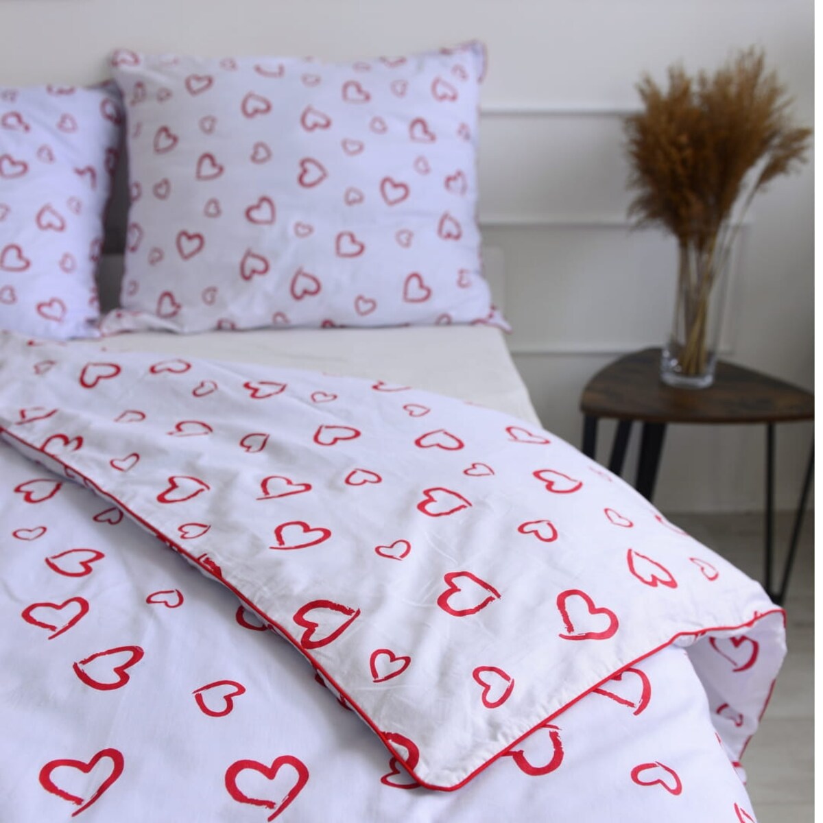 Pościel bawełniana serduszka 140x200 + 50x60