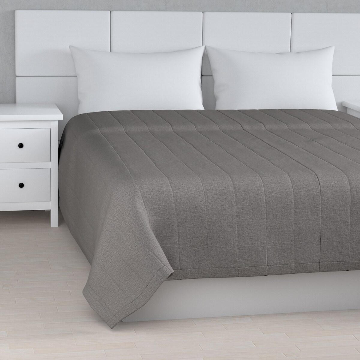 Narzuta pikowana w pasy 130x210 szary