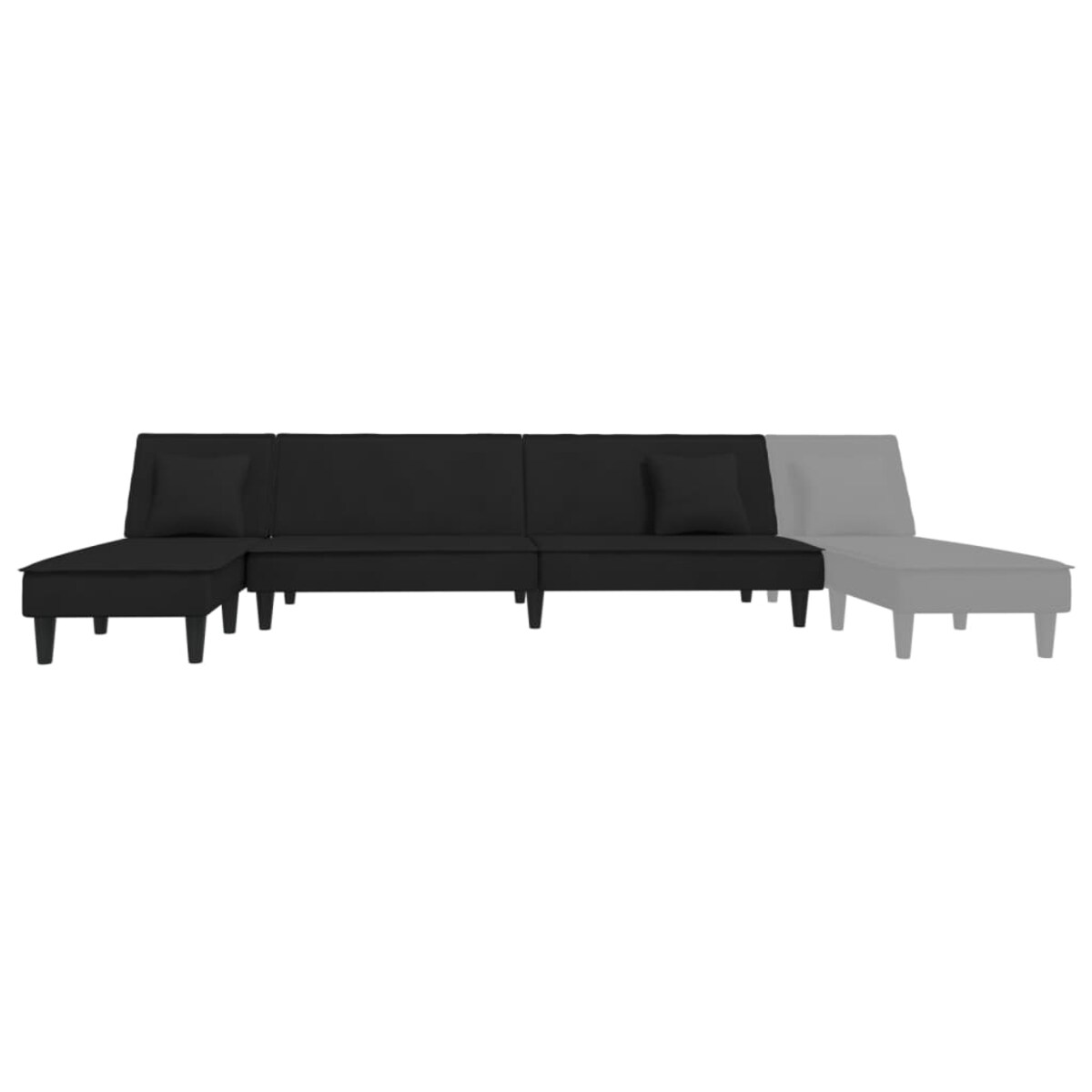 vidaXL Sofa rozkładana w kształcie L, czarna, 255x140x70 cm, aksamit