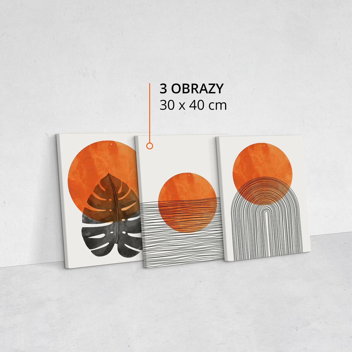 OBRAZY DO SYPIALNI SET ABSTRAKCJA MARTWA NATURA LIŚĆ MONSTERY BOHO 90x40cm