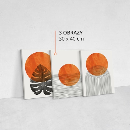 OBRAZY DO SYPIALNI SET ABSTRAKCJA MARTWA NATURA LIŚĆ MONSTERY BOHO 90x40cm