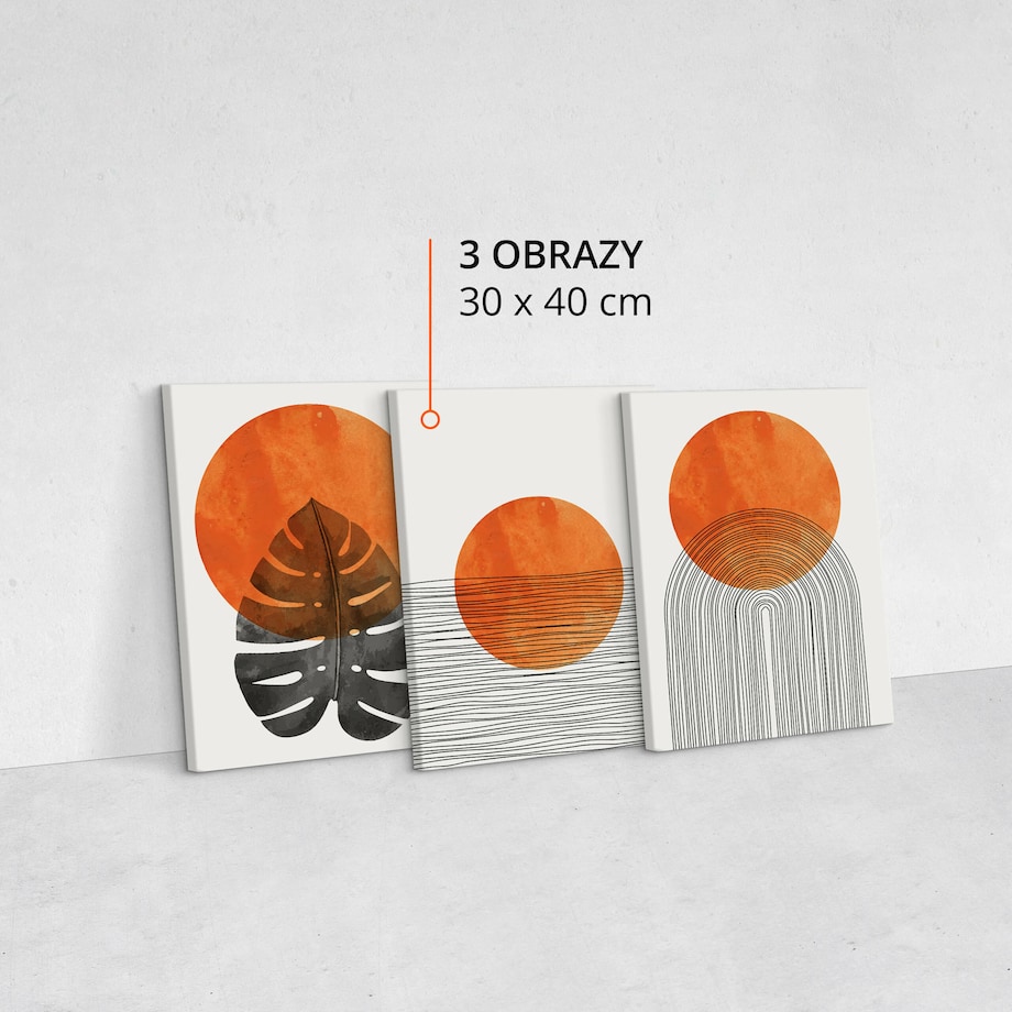 OBRAZY DO SYPIALNI SET ABSTRAKCJA MARTWA NATURA LIŚĆ MONSTERY BOHO 90x40cm