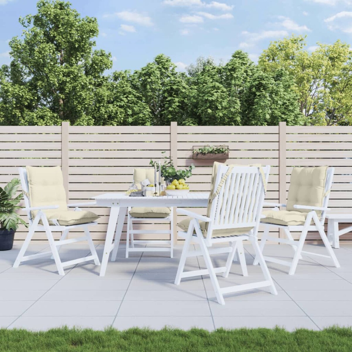 vidaXL Poduszki na krzesła z niskim oparciem, 4 szt., kremowe