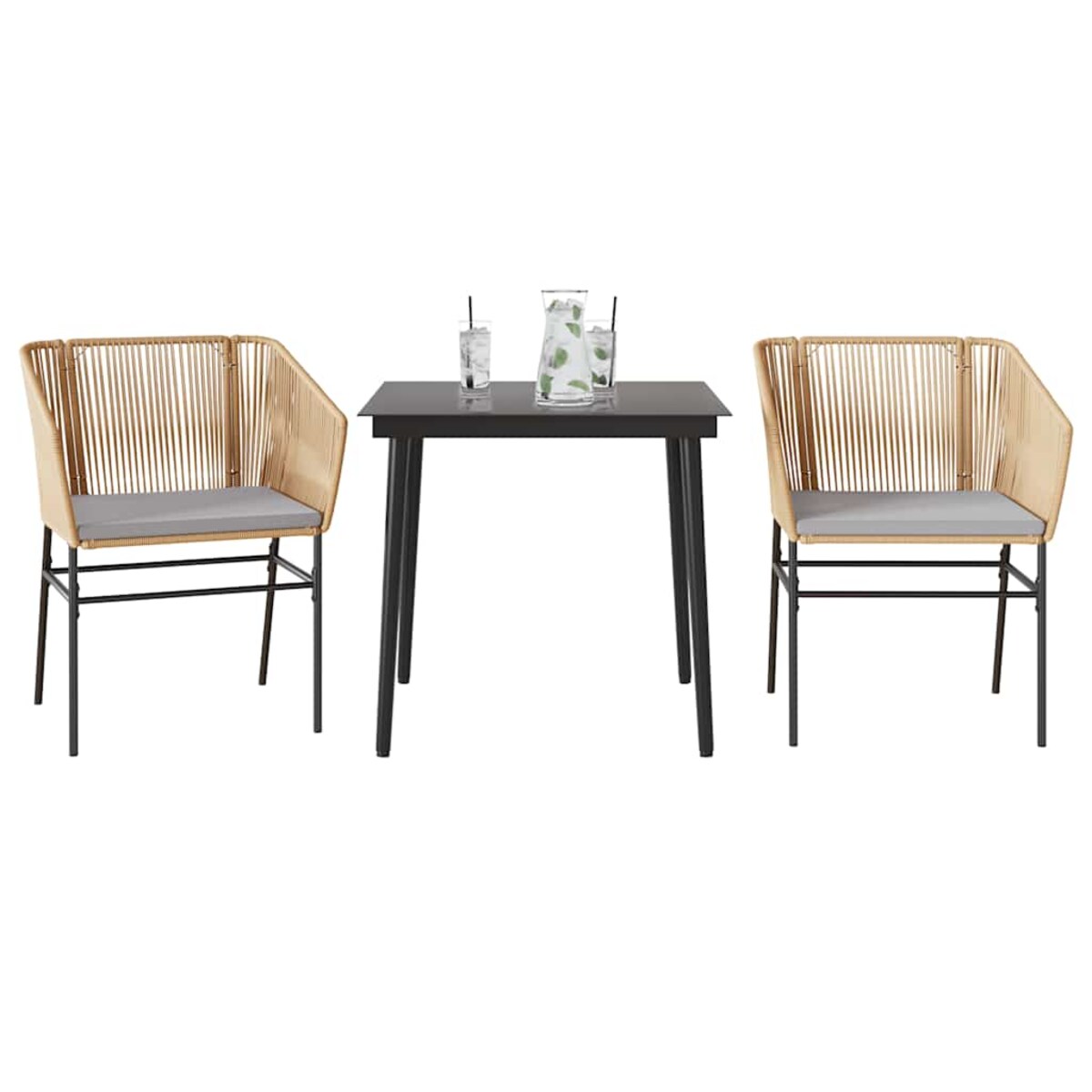 vidaXL 3-częściowy zestaw ogrodowy poduszkami brązowy polirattan szkło