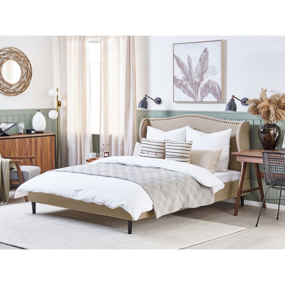 Łóżko tapicerowane 160 x 200 cm beżowe COLMAR