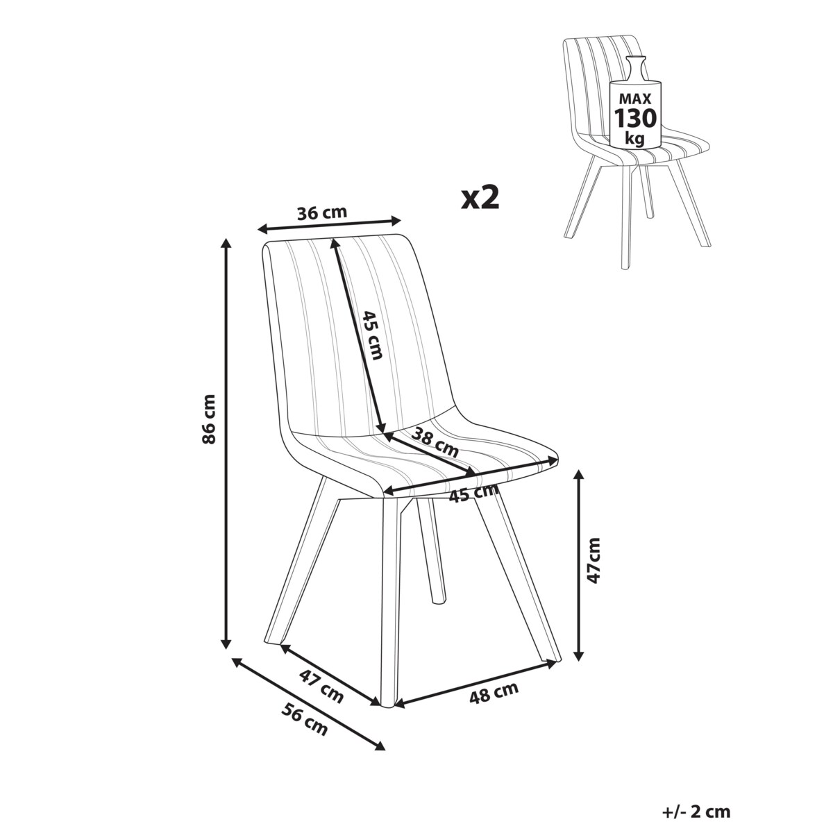 Zestaw 2 krzeseł do jadalni CALGARY Ciemnozielony