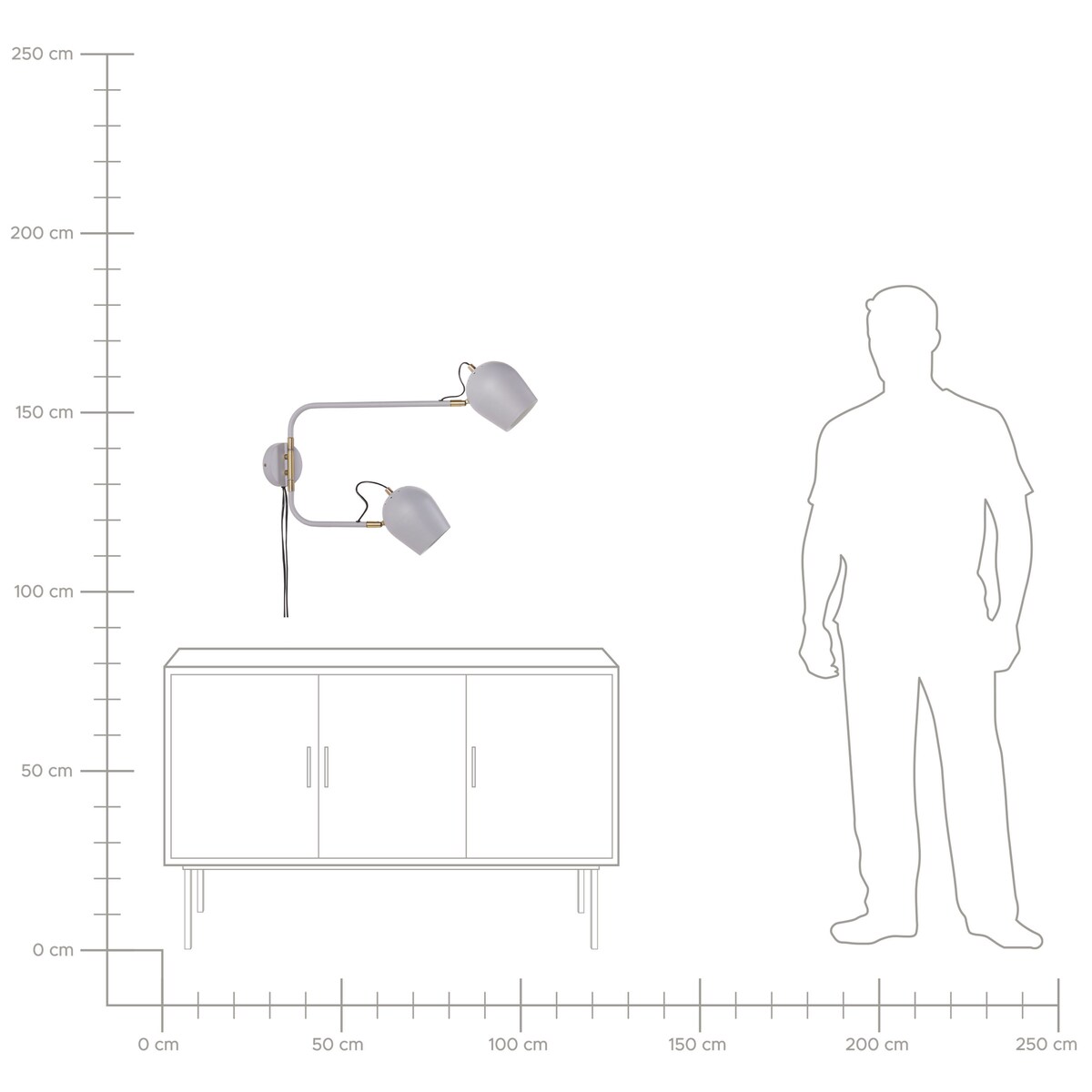 Lampa ścienna ESTRELLA Jasnoszary Metal Regulowana