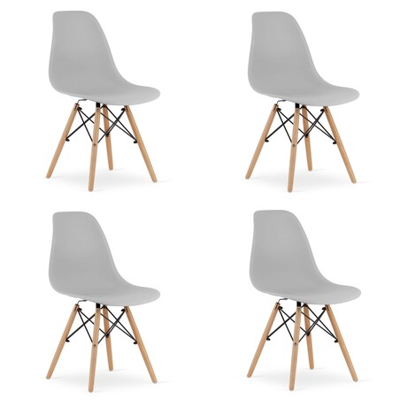 Krzesło Do Jadalni Kuchni Salonu Osaka Szare / Nogi Naturalne X 4