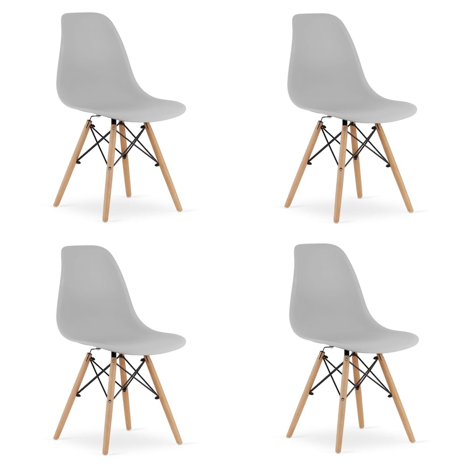 Krzesło Do Jadalni Kuchni Salonu Osaka Szare / Nogi Naturalne X 4