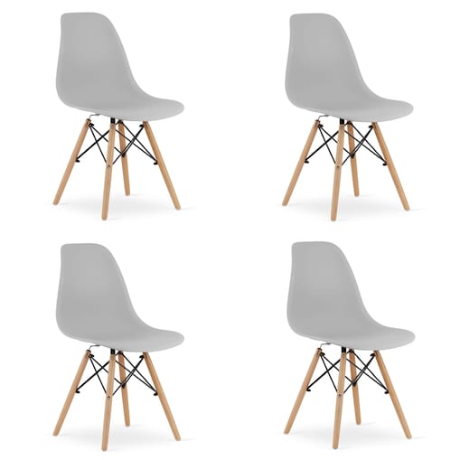 Krzesło Do Jadalni Kuchni Salonu Osaka Szare / Nogi Naturalne X 4
