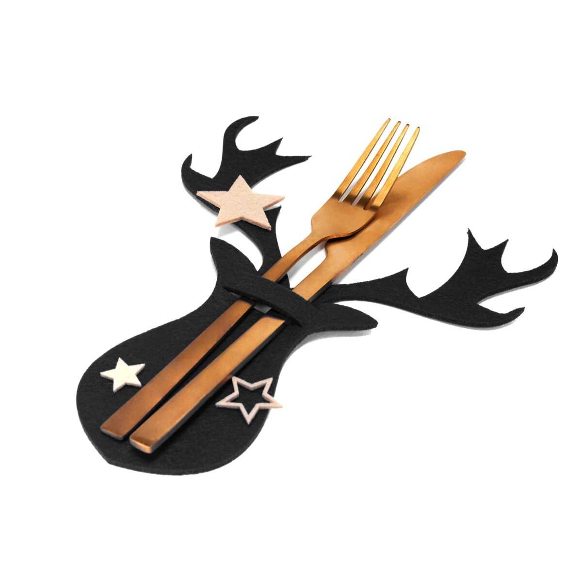 Pokrowiec na sztućce Świąteczny 4 szt. Renifer Czarny