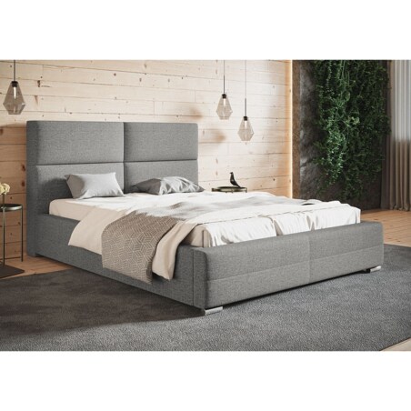 Łóżko tapicerowane 160x200 BEN 3- szare- tkanina plecionka