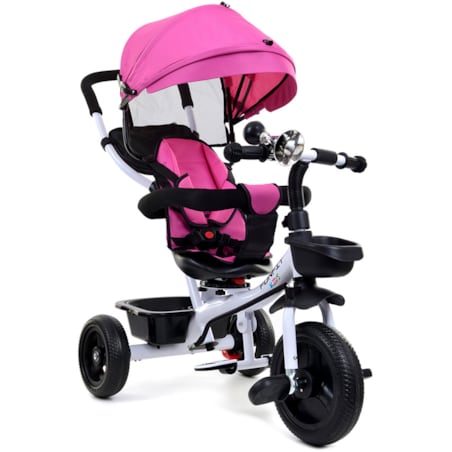 Rowerek trójkołowy spacerowy dla dzieci Funfit Kids różowy z trąbką
