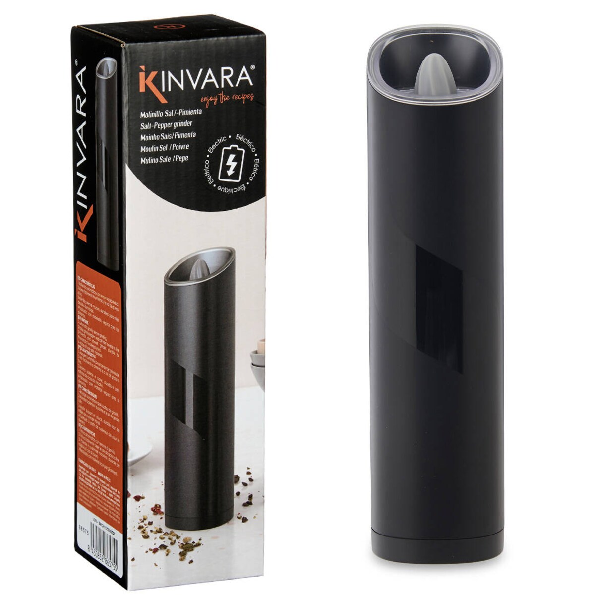 Młynek elektryczny do pieprzu lub soli, ceramiczne ostrze, LED, Ø 5,2 cm