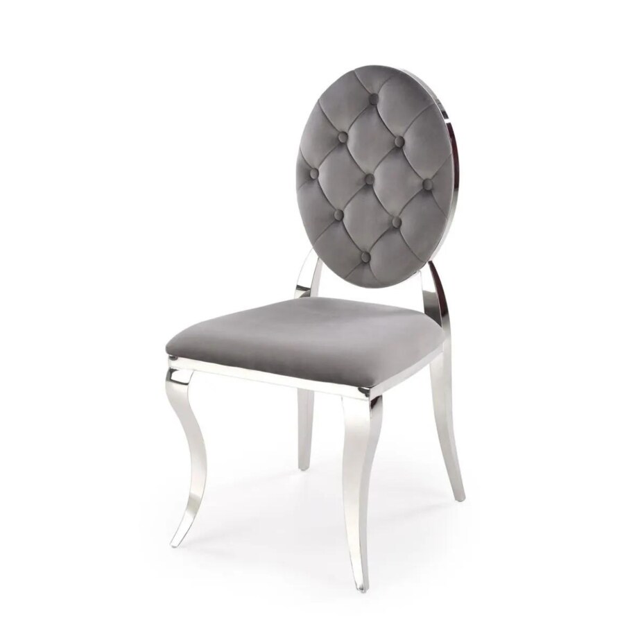 Krzesło tapicerowane K555 VELVET szare/srebrne