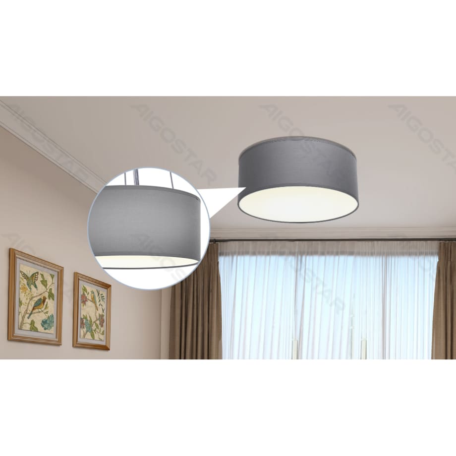 lampa wisząca abażur z tkaniny szara okragła e27