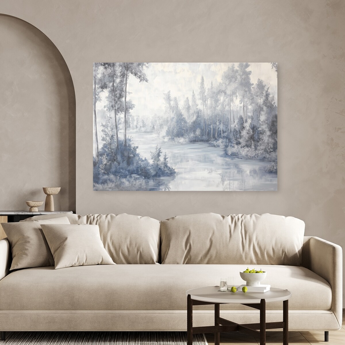 Obraz nowoczesny drukowany na płótnie canvas Rzeka drzewa natura szary do salonu 120x80