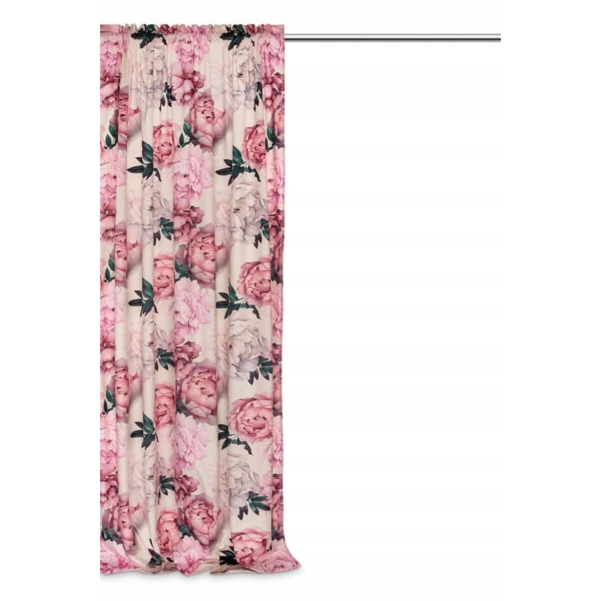 Zasłona gotowa na taśmie Peony Light 140x270 welurowa kwiaty peonie