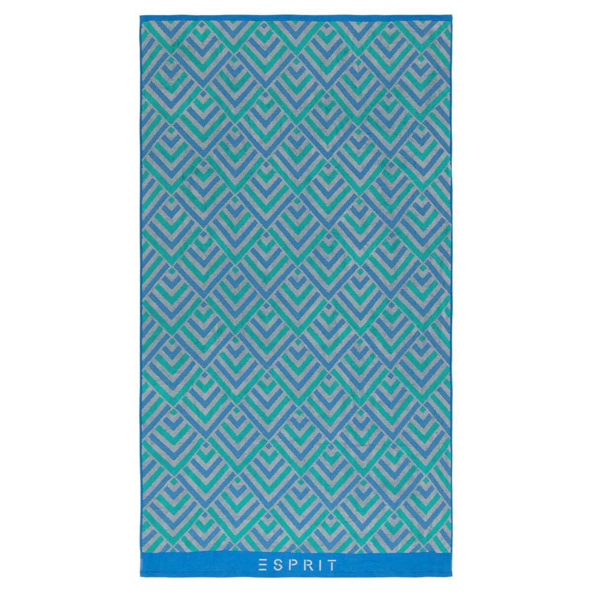 Ekskluzywny ręcznik plażowy w geometryczne wzory, kolorowy ręcznik, duży ręcznik luksusowy, ręcznik z weluru, Esprit, 100 x 180 cm