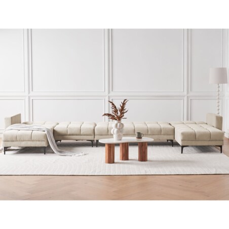 Sofa w kształcie U ALNES Beżowy dla 6 osób Symetryczny