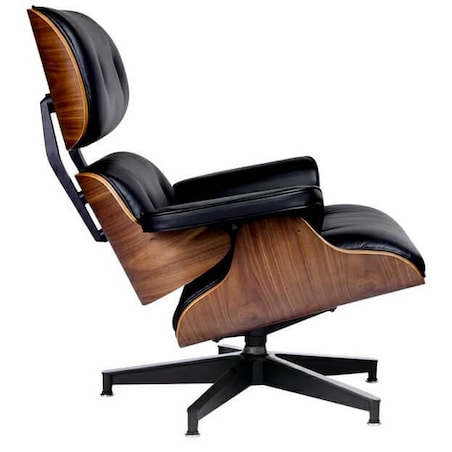 Komfortowy fotel Lounge obrotowy do gabinetu czarny orzech, King Home