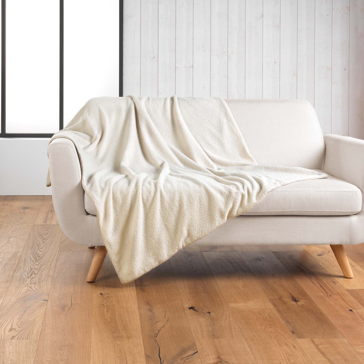 Pled WOOLY, 180 x 220 cm, kolor beżowy, poliester