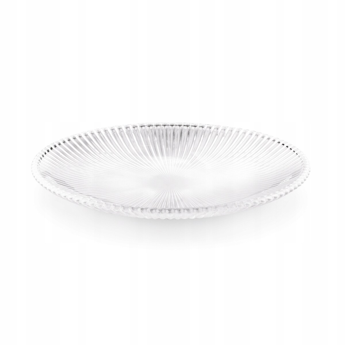 TALERZYKI DESEROWE SZKLANE 6szt W PRĄŻKI 20cm na desery ciasto prezent