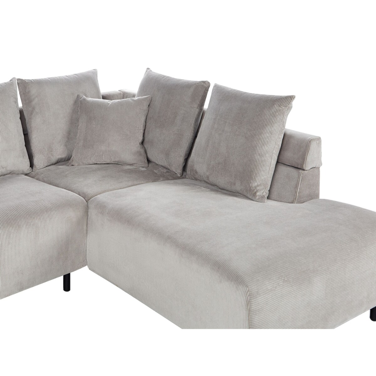 Narożnik LUNNER Jasnoszary dla 4 osób Lewostronny