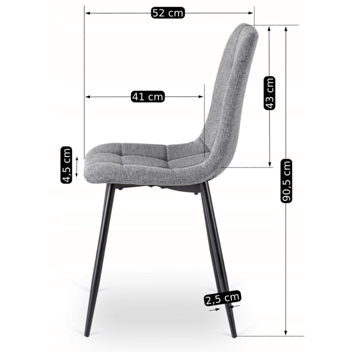 Krzesło Tapicerowane Kuchenne Do Jadalni Kuchni Salonu Loft Szare PERU 2
