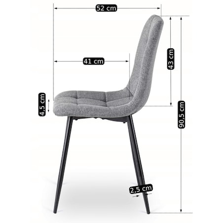 Krzesło Tapicerowane Kuchenne Do Jadalni Kuchni Salonu Loft Szare PERU 2