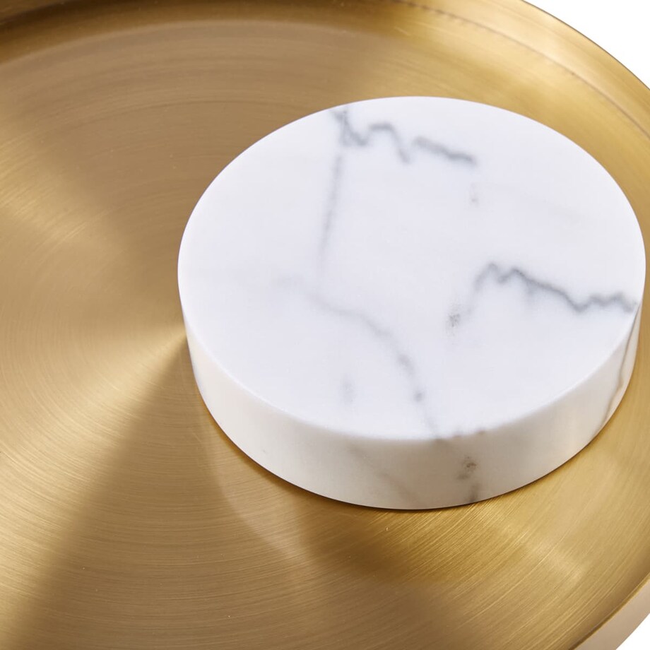 Designerski stolik kawowy COLUMN DP-FA1 white gold Step marmur stal biały złoty